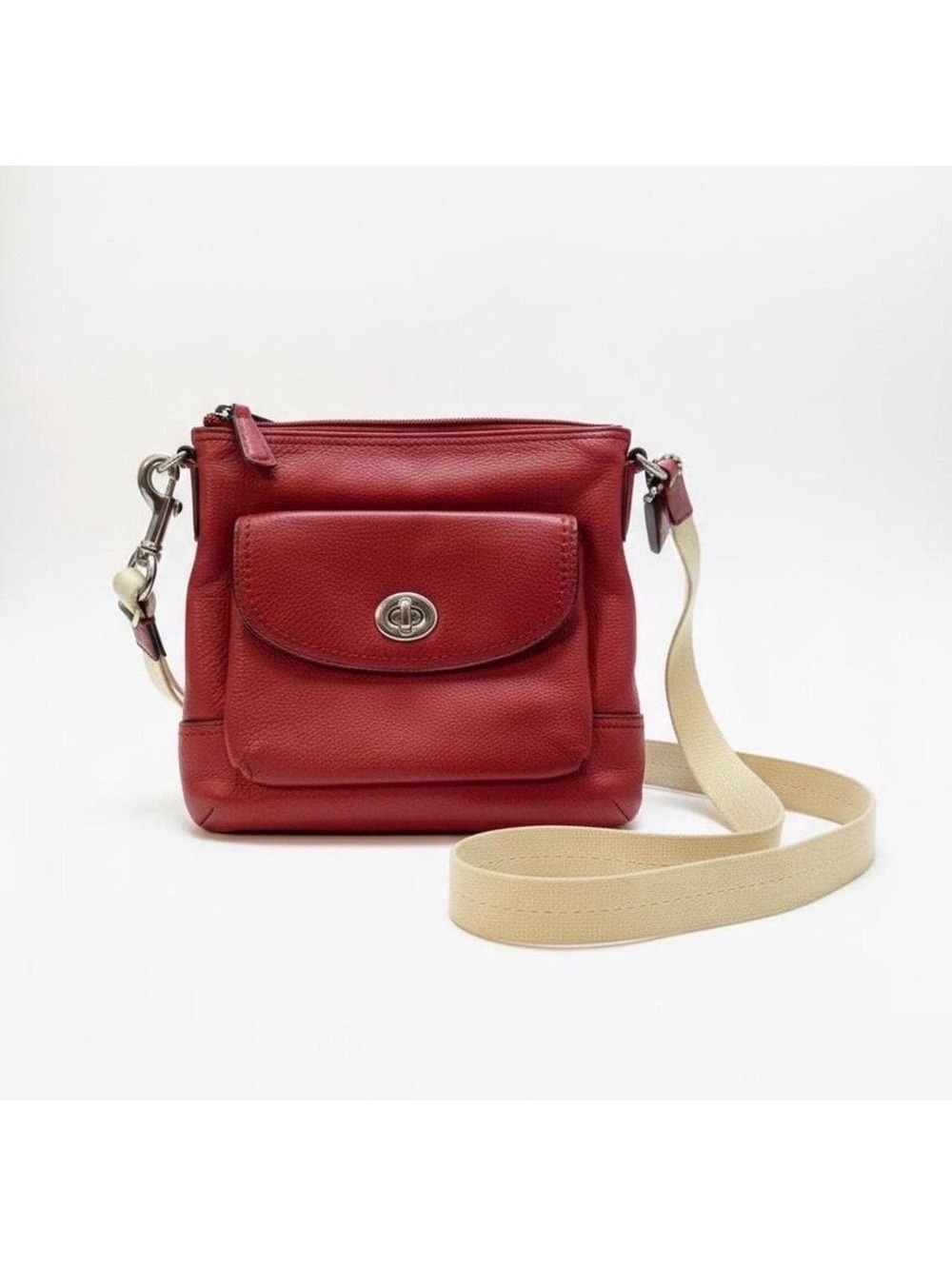 Vintage Coach Red Leather Crossbody Bag | Pebbled Leather Purse | Y2K